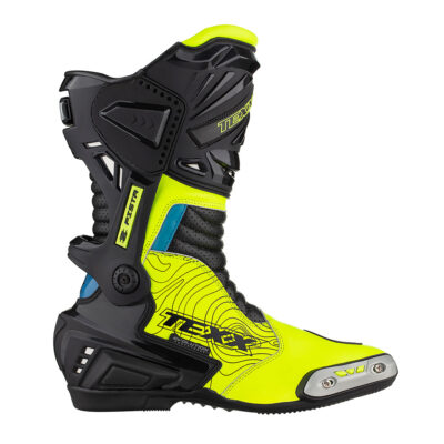 Bota Texx Pista Super Tech V2 Preta Verde - Azul Couro  Psbk