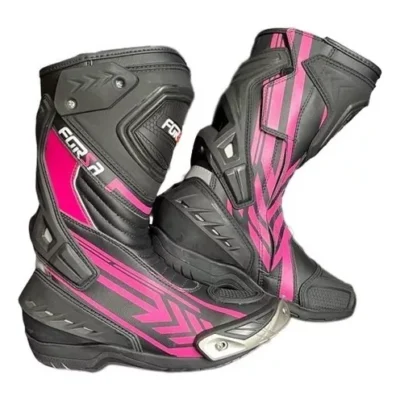 Bota FORZA feminina Long Rider Preta/Rosa