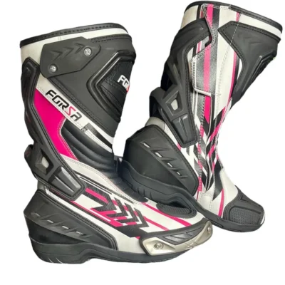 Bota FORZA feminina Long Rider Preta/Rosa/branca