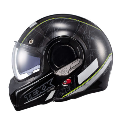 Capacete Texx Stratos 180 Scratched Preto Artuculado 180º