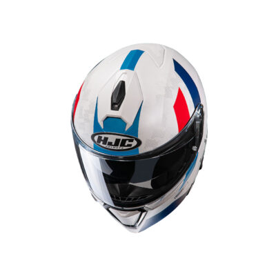 Capacete Hjc I90 Syrex Branco, Azul E Vermelho Escamoteável