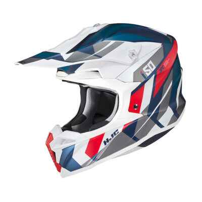 Capacete Hjc Off I50 Vanish Branco Azul E Vermelho