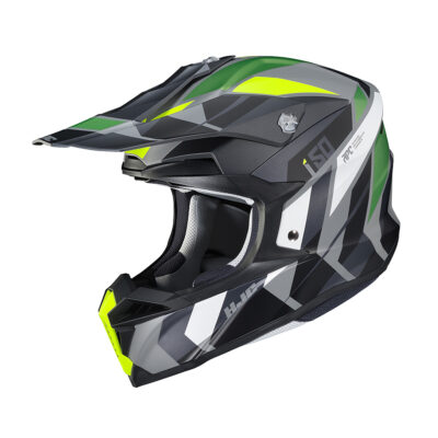 Capacete Hjc Off I50 Vanish Cinza Preto Verde E Amarelo
