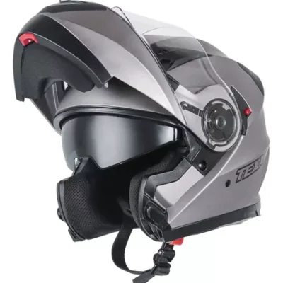 Capacete Texx Gladiator V3 Chumbo Fosco Robocop c/ Óculos