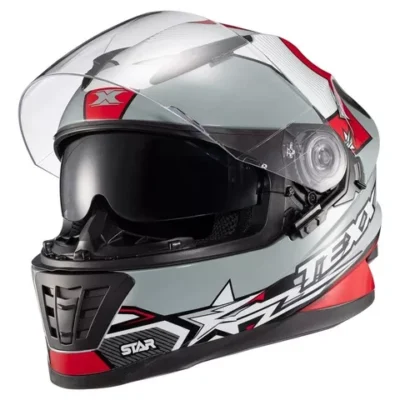 Capacete Texx Wing Superstar Cinza Fechado c/ Óculos Solar
