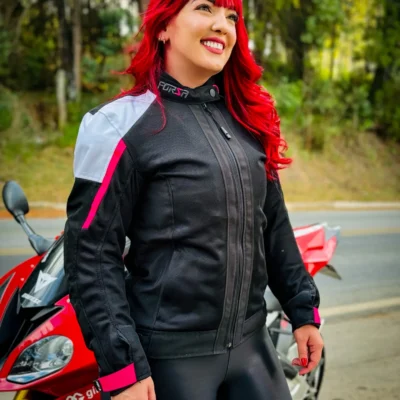 Jaqueta Forza City Rider Summer Black White Pink Feminina